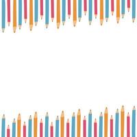 Back to school, kindergarten banner or frame. Children school elements, pencils background vector