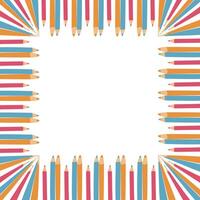 Back to school, kindergarten banner or frame. Children school elements, pencils background vector