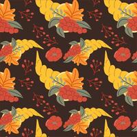 Autumn fall thankgiving pattern with cartoon characters vector