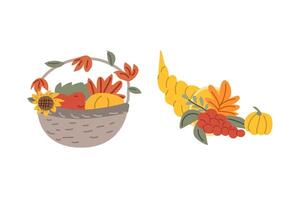 Autumn fall festival thanksgiving day elements background vector