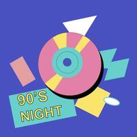 90s music background. Retro disco banner with y2k or 00s elements. vector