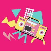 90s music background. Retro disco banner with y2k or 00s elements. vector