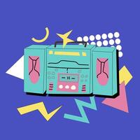 90s music background. Retro disco banner with y2k or 00s elements. vector