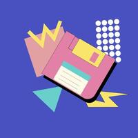 90s music background. Retro disco banner with y2k or 00s elements. vector