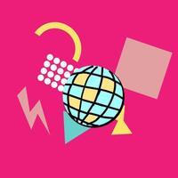 90s music background. Retro disco banner with y2k or 00s elements. vector