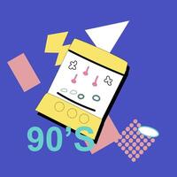 90s music background. Retro disco banner with y2k or 00s elements. vector
