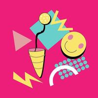 90s music background. Retro disco banner with y2k or 00s elements. vector