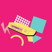 90s music background. Retro disco banner with y2k or 00s elements. vector