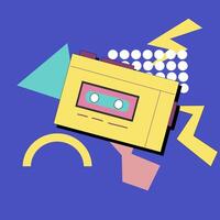 90s music background. Retro disco banner with y2k or 00s elements. vector