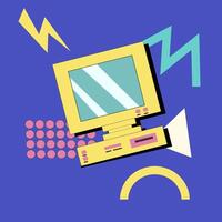 90s music background. Retro disco banner with y2k or 00s elements. vector