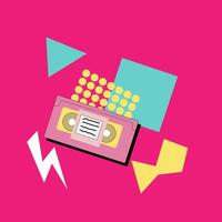 90s music background. Retro disco banner with y2k or 00s elements. vector