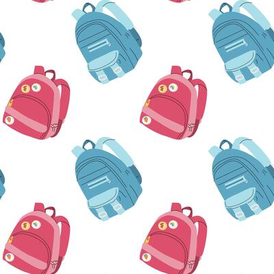 Childrens fashion school pattern. Back to school or kindergarten supplies seamless background.