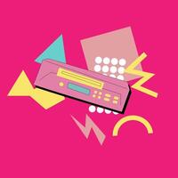 90s music background. Retro disco banner with y2k or 00s elements. vector