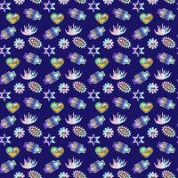 2000s pattern with hologram stickers, smiling, quotes and shining shapes vector