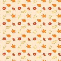 Fall thanksgiving pattern with autumn leaves and plants, animals. Cute fabric design. vector