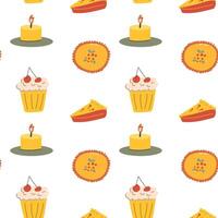 Fall thanksgiving pattern with autumn leaves and plants, animals. Cute fabric design. vector