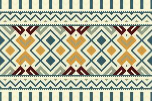 Ikat Seamless Pattern Embroidery Background. Ikat Aztec Geometric Ethnic Oriental Pattern traditional.aztec Style Abstract illustration.design for Texture,fabric,clothing,wrapping,sarong. vector
