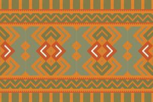 Ikat Seamless Pattern Embroidery Background. Ikat Damask Geometric Ethnic Oriental Pattern traditional.aztec Style Abstract design for Texture,fabric,clothing,wrapping,sarong. vector