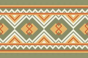 Ikat Seamless Pattern Embroidery Background. Ikat Frame Geometric Ethnic Oriental Pattern traditional.aztec Style Abstract illustration.design for Texture,fabric,clothing,wrapping,sarong. vector