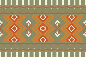 Ikat Seamless Pattern Embroidery Background. Ikat Triangle Geometric Ethnic Oriental Pattern traditional.aztec Style Abstract design for Texture,fabric,clothing,wrapping,sarong. vector