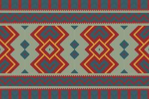 Motif Ikat Seamless Pattern Embroidery Background. Ikat Pattern Geometric Ethnic Oriental Pattern traditional.aztec Style Abstract design for Texture,fabric,clothing,wrapping,sarong. vector