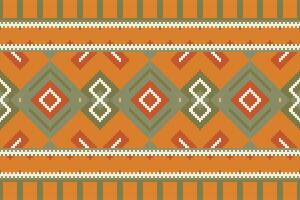 Ikat Seamless Pattern Embroidery Background. Ikat Print Geometric Ethnic Oriental Pattern traditional.aztec Style Abstract illustration.design for Texture,fabric,clothing,wrapping,sarong. vector
