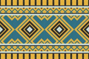 Ikat Damask Embroidery Background. Ikat Stripes Geometric Ethnic Oriental Pattern traditional.aztec Style Abstract illustration.design for Texture,fabric,clothing,wrapping,sarong. vector