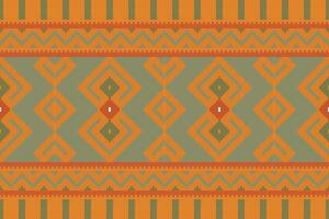 Ikat Seamless Pattern Embroidery Background. Ikat Damask Geometric Ethnic Oriental Pattern Traditional. Ikat Aztec Style Abstract Design for Print Texture,fabric,saree,sari,carpet. vector