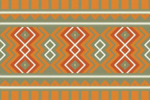 Ikat Seamless Pattern Embroidery Background. Ikat Triangle Geometric Ethnic Oriental Pattern Traditional. Ikat Aztec Style Abstract Design for Print Texture,fabric,saree,sari,carpet. vector