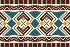 Ikat Seamless Pattern Embroidery Background. Ikat Background Geometric Ethnic Oriental Pattern traditional.aztec Style Abstract design for Texture,fabric,clothing,wrapping,sarong. vector