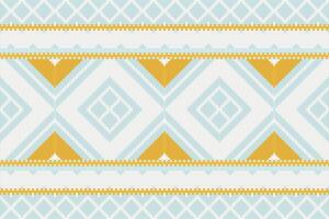 Ikat Damask Embroidery Background. Ikat Frame Geometric Ethnic Oriental Pattern traditional.aztec Style Abstract illustration.design for Texture,fabric,clothing,wrapping,sarong. vector