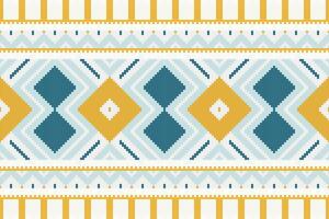 Ikat Paisley Pattern Embroidery Background. Ikat Seamless Geometric Ethnic Oriental Pattern traditional.aztec Style Abstract design for Texture,fabric,clothing,wrapping,sarong. vector