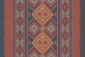 Ikat Seamless Pattern Embroidery Background. Ikat Chevron Geometric Ethnic Oriental Pattern Traditional. Ikat Aztec Style Abstract Design for Print Texture,fabric,saree,sari,carpet. vector