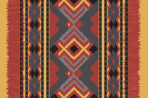 Ikat Seamless Pattern Embroidery Background. Ikat Pattern Geometric Ethnic Oriental Pattern traditional.aztec Style Abstract illustration.design Texture,fabric,clothing,wrapping,sarong. vector