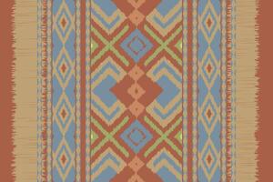 Ikat Seamless Pattern Embroidery Background. Ikat Seamless Geometric Ethnic Oriental Pattern Traditional. Ikat Aztec Style Abstract Design for Print Texture,fabric,saree,sari,carpet. vector