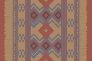 Ikat Seamless Pattern Embroidery Background. Ikat Aztec Geometric Ethnic Oriental Pattern traditional.aztec Style Abstract illustration.design for Texture,fabric,clothing,wrapping,sarong. vector