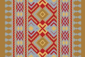 Motif Ikat Floral Paisley Embroidery Background. Ikat Triangle Geometric Ethnic Oriental Pattern Traditional. Ikat Aztec Style Abstract Design for Print Texture,fabric,saree,sari,carpet. vector