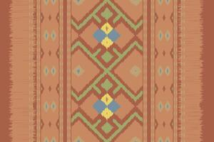 Ikat Seamless Pattern Embroidery Background. Ikat Seamless Geometric Ethnic Oriental Pattern traditional.aztec Style Abstract design for Texture,fabric,clothing,wrapping,sarong. vector