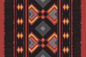 Ikat Seamless Pattern Embroidery Background. Ikat Flower Geometric Ethnic Oriental Pattern Traditional. Ikat Aztec Style Abstract Design for Print Texture,fabric,saree,sari,carpet. vector