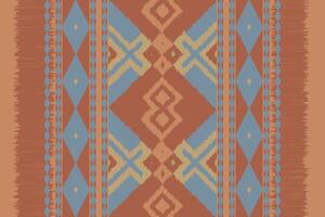 Ikat Seamless Pattern Embroidery Background. Ikat Prints Geometric Ethnic Oriental Pattern traditional.aztec Style Abstract illustration.design for Texture,fabric,clothing,wrapping,sarong. vector