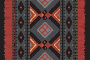 Ikat Seamless Pattern Embroidery Background. Ikat Frame Geometric Ethnic Oriental Pattern traditional.aztec Style Abstract illustration.design for Texture,fabric,clothing,wrapping,sarong. vector