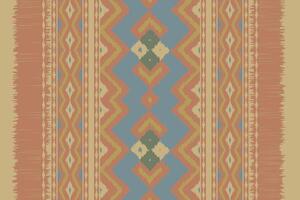Ikat Seamless Pattern Embroidery Background. Ikat Triangle Geometric Ethnic Oriental Pattern traditional.aztec Style Abstract design for Texture,fabric,clothing,wrapping,sarong. vector