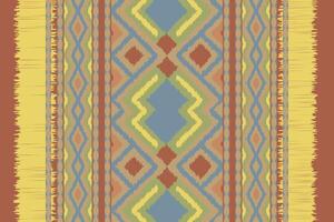 Ikat Seamless Pattern Embroidery Background. Ikat Stripe Geometric Ethnic Oriental Pattern traditional.aztec Style Abstract illustration.design for Texture,fabric,clothing,wrapping,sarong. vector