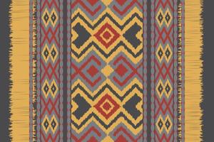 Ikat Seamless Pattern Embroidery Background. Ikat Pattern Geometric Ethnic Oriental Pattern Traditional. Ikat Aztec Style Abstract Design for Print Texture,fabric,saree,sari,carpet. vector