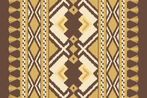 Ikat Paisley Pattern Embroidery Background. Ikat Frame Geometric Ethnic Oriental Pattern traditional.aztec Style Abstract illustration.design for Texture,fabric,clothing,wrapping,sarong. vector