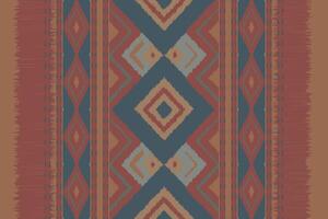 Motif Ikat Seamless Pattern Embroidery Background. Ikat Flower Geometric Ethnic Oriental Pattern traditional.aztec Style Abstract design for Texture,fabric,clothing,wrapping,sarong. vector