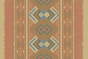 Ikat Seamless Pattern Embroidery Background. Ikat Geometric Ethnic Oriental Pattern Traditional. Ikat Aztec Style Abstract Design for Print Texture,fabric,saree,sari,carpet. vector