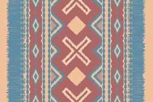 Ikat Seamless Pattern Embroidery Background. Ikat Floral Geometric Ethnic Oriental Pattern Traditional. Ikat Aztec Style Abstract Design for Print Texture,fabric,saree,sari,carpet. vector