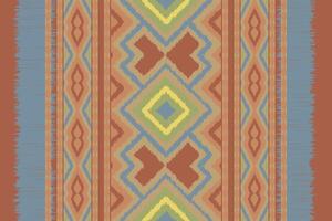 Ikat Seamless Pattern Embroidery Background. Ikat Stripes Geometric Ethnic Oriental Pattern Traditional. Ikat Aztec Style Abstract Design for Print Texture,fabric,saree,sari,carpet. vector
