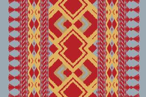 Motif Ikat Floral Paisley Embroidery Background. Ikat Frame Geometric Ethnic Oriental Pattern Traditional. Ikat Aztec Style Abstract Design for Print Texture,fabric,saree,sari,carpet. vector